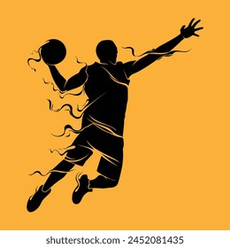 Basketball Player Ink Stylized Movement Silhouette Vector