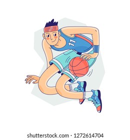 Basketball player isolated on a white background. Vector illustration.