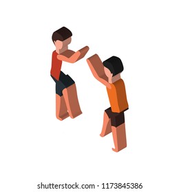 Basketball player isometric left top view 3D icon
