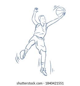 basketball player jump with ball vector illustration