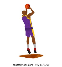 Basketball player Jump flat illustration.