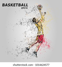 Basketball player in jump. Basketball of the particles