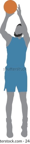 basketball player jump shooting flat design illustration