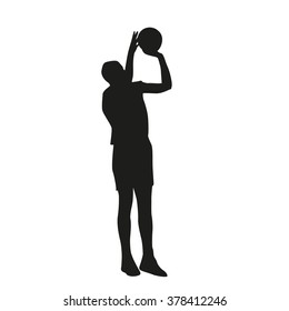 Basketball player jump shop. Vector silhouette