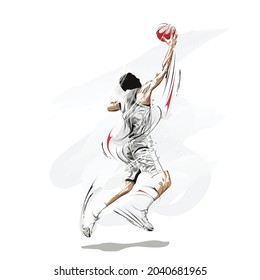 basketball player jump shot digital painting