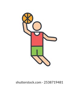 Basketball player jump shot. Dynamic basketball player soaring, poised for a perfect shot.  Energy, action, and victory.