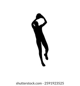 Basketball player jump silhouette icon.