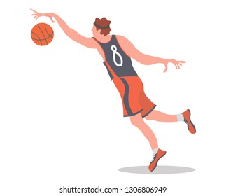 Basketball player jumping with a ball. Vector illustration