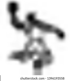 Basketball player jumping dunking in line art drawing, vector illustration.