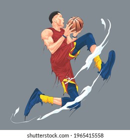 basketball player jumping and shot