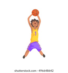 Basketball Player Jumping And Throwing Action Sticker