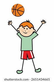 basketball player, junior, boy, sport icon, vector illustration