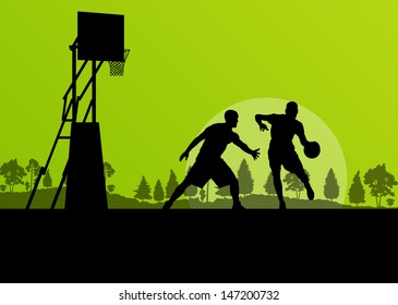 Basketball player landscape vector background concept