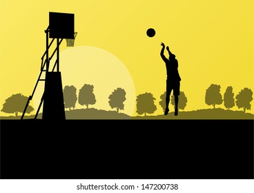 Basketball player landscape vector background concept