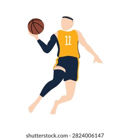 Basketball Player Layup Pose Flat Vector Illustration