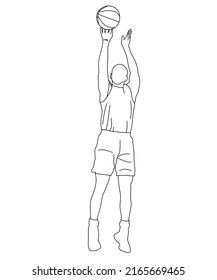 Basketball Player Line Art Basket Line Stock Vector (Royalty Free ...