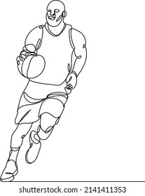 Basketball player line drawing vector illustration.
