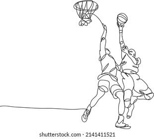 Ilustración vectorial de la línea del jugador de baloncesto.