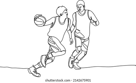 Basketball Player Line Drawing Vector Illustration.