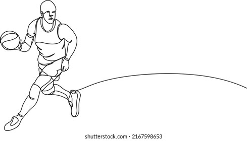 Basketball player line drawing vector illustration.