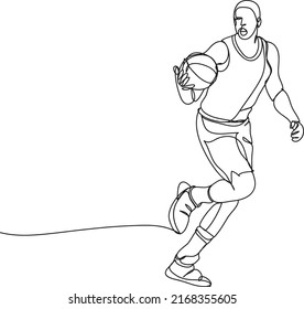 Basketball player line drawing vector illustration.