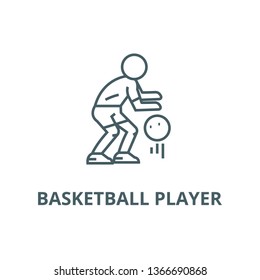 Basketball player line icon, vector. Basketball player outline sign, concept symbol, flat illustration