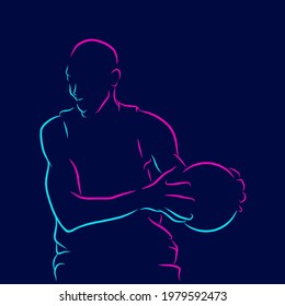 Basketball player line pop art potrait logo colorful design with dark background. Abstract vector illustration. Isolated black background for t-shirt, poster, clothing, merch, apparel, badge design