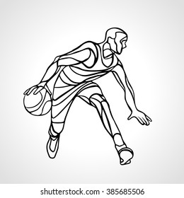 Basketball player line stroke abstract silhouette. Eps 8 