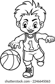 basketball player line vector illustration isolated on white background