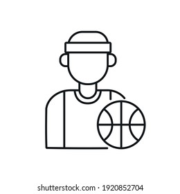Icono lineal del jugador de baloncesto. Ocupación. Trabajador. Hombre deportivo. Símbolos vectores de contorno de línea delgada. Trazo editable