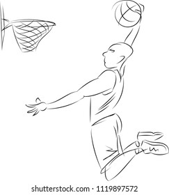 basketball player. linear illustration