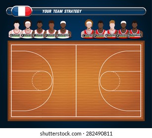 Basketball Player Lineup And Basketball Court 