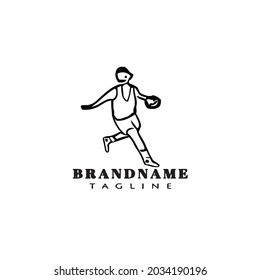 basketball player logo cartoon icon design template isolated black modern vector illustration
