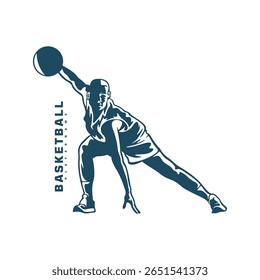Basketball Player logo design vector. Silhouette Basketball Women Player Template Illustration. Icon Symbol