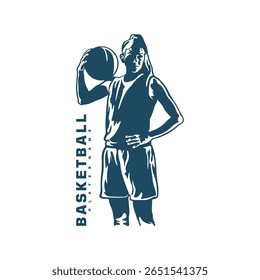Basketball Player logo design vector. Silhouette Basketball Women Player Template Illustration. Icon Symbol