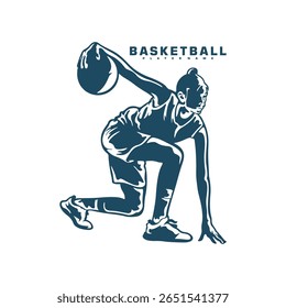 Basketball Player logo design vector. Silhouette Basketball Women Player Template Illustration. Icon Symbol