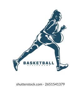 Basketball Player logo design vector. Silhouette Basketball Women Player Template Illustration. Icon Symbol