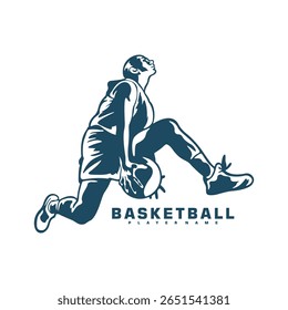 Basketball Player logo design vector. Silhouette Basketball Women Player Template Illustration. Icon Symbol