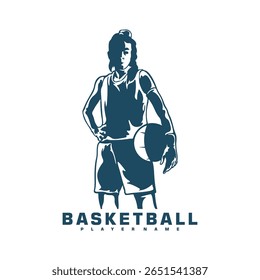 Basketball Player logo design vector. Silhouette Basketball Women Player Template Illustration. Icon Symbol