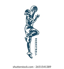 Basketball Player logo design vector. Silhouette Basketball Women Player Template Illustration. Icon Symbol