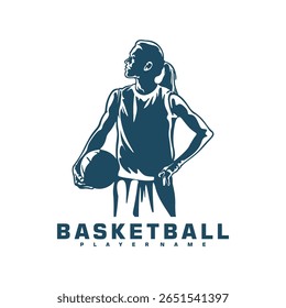 Basketball Player logo design vector. Silhouette Basketball Women Player Template Illustration. Icon Symbol