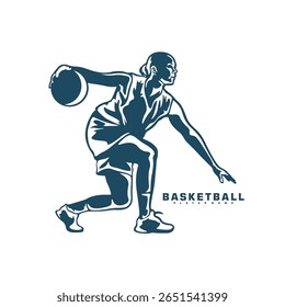 Basketball Player logo design vector. Silhouette Basketball Women Player Template Illustration. Icon Symbol