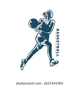 Basketball Player logo design vector. Silhouette Basketball Women Player Template Illustration. Icon Symbol