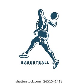 Basketball Player logo design vector. Silhouette Basketball Women Player Template Illustration. Icon Symbol