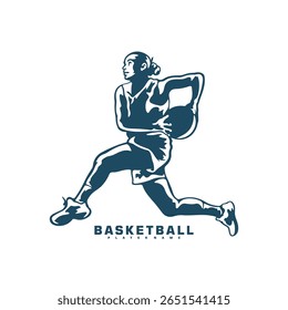 Basketball Player logo design vector. Silhouette Basketball Women Player Template Illustration. Icon Symbol