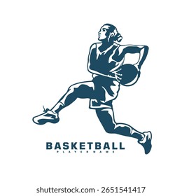 Basketball Player logo design vector. Silhouette Basketball Women Player Template Illustration. Icon Symbol