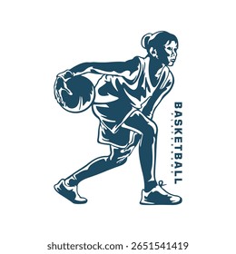 Basketball Player logo design vector. Silhouette Basketball Women Player Template Illustration. Icon Symbol