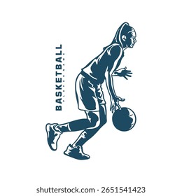 Basketball Player logo design vector. Silhouette Basketball Women Player Template Illustration. Icon Symbol