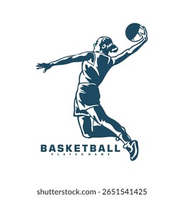 Basketball Player logo design vector. Silhouette Basketball Women Player Template Illustration. Icon Symbol