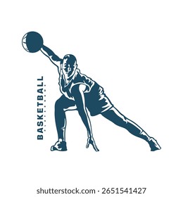 Basketball Player logo design vector. Silhouette Basketball Women Player Template Illustration. Icon Symbol